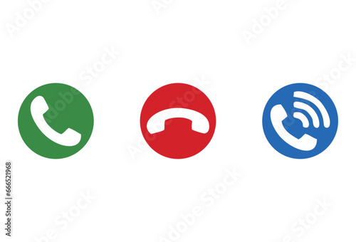 Phone icons set. Vector illustration. Flat design style. Isolated on white background. UI graphic design for icon pick up, hang up and ring phone. mobile phone interface