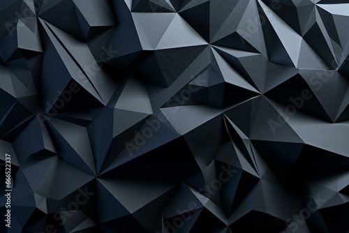 Modern dark polygonal surface with triangular pyramids. 3D background. Generative AI