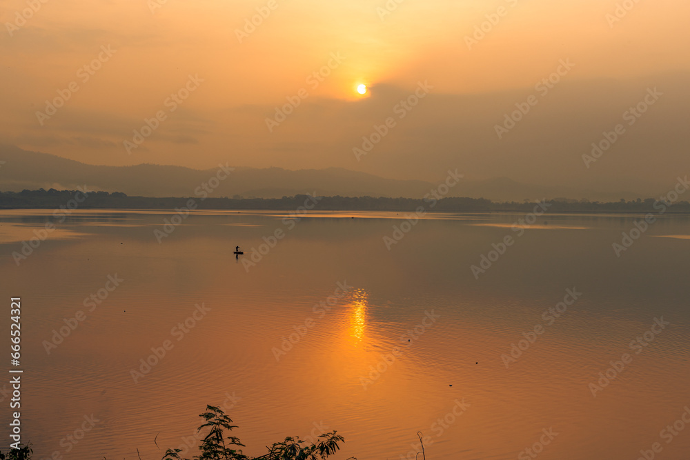 The natural background of the beautiful twilight sky, the surrounding atmosphere (trees, rivers, mountains) is a beautiful view of the journey, the view point. The natural background of the beautiful twilight sky, the surrounding atmosphere (trees, rivers, mountains) is a beautiful view of the journey, the view point.