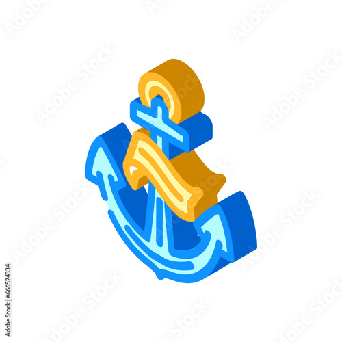 anchor tattoo art vintage isometric icon vector. anchor tattoo art vintage sign. isolated symbol illustration