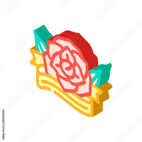 rose tattoo art vintage isometric icon vector. rose tattoo art vintage sign. isolated symbol illustration
