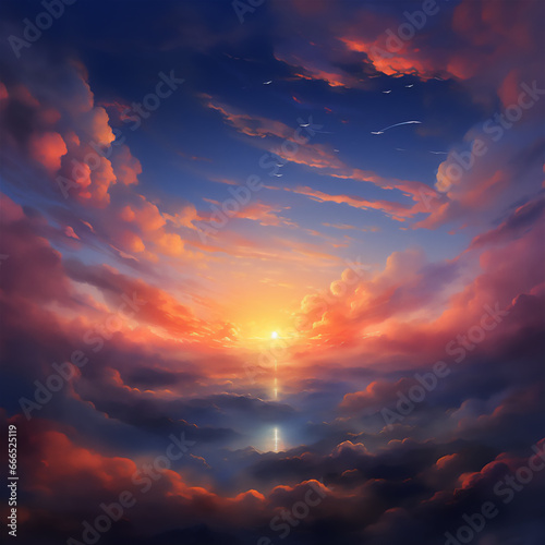 Beautiful sky background with clouds. Time of sunset and dawn.