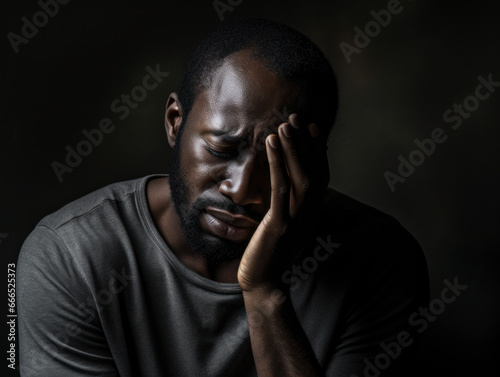 A sad man sat in the shadows