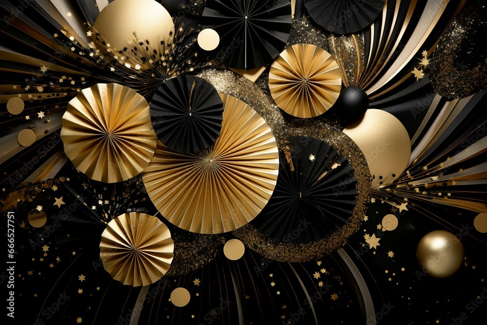 gold black celebration bright joyful festive. Generative AI