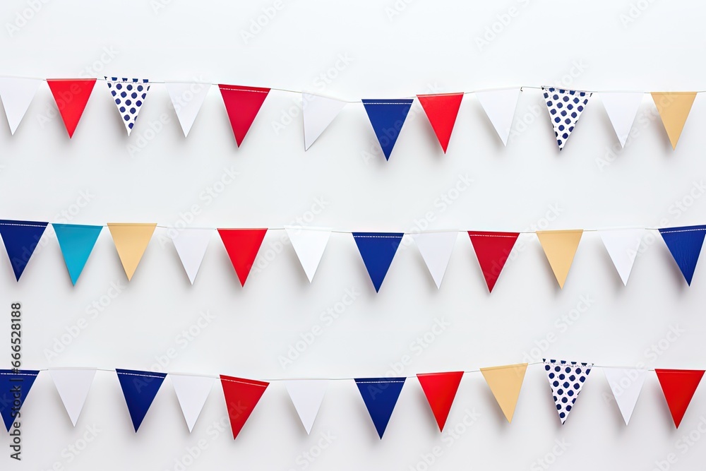 Decorative paper flags for white background