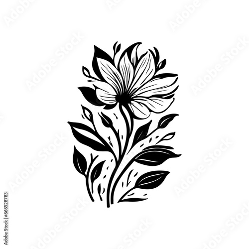 Fototapeta Naklejka Na Ścianę i Meble -  Flower Icon hand draw black agriculture colour logo symbol perfect.