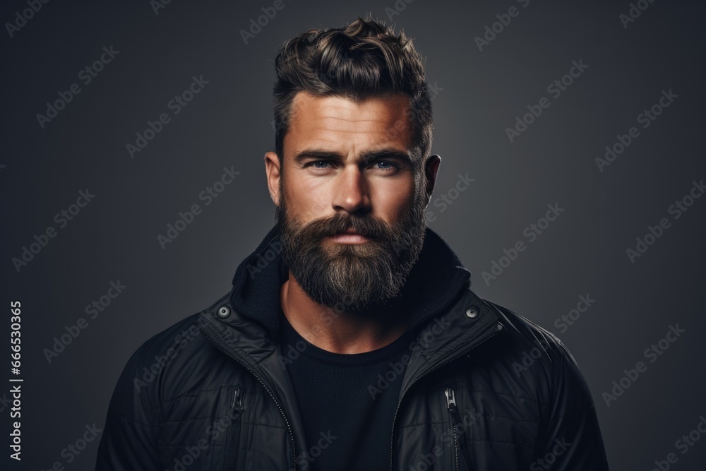 A bearded mans portrait for Movember isolated on a gradient background 
