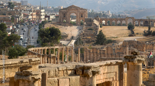 Obraz na plátně Various monuments in the ancient city of Jerash, which is located in northern Jo