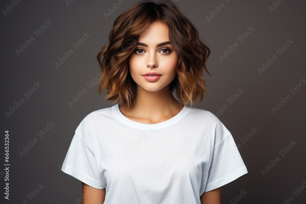 Portrait of a beautiful girl in a white T-shirt Portrait of a beautiful girl in a white T-shirt