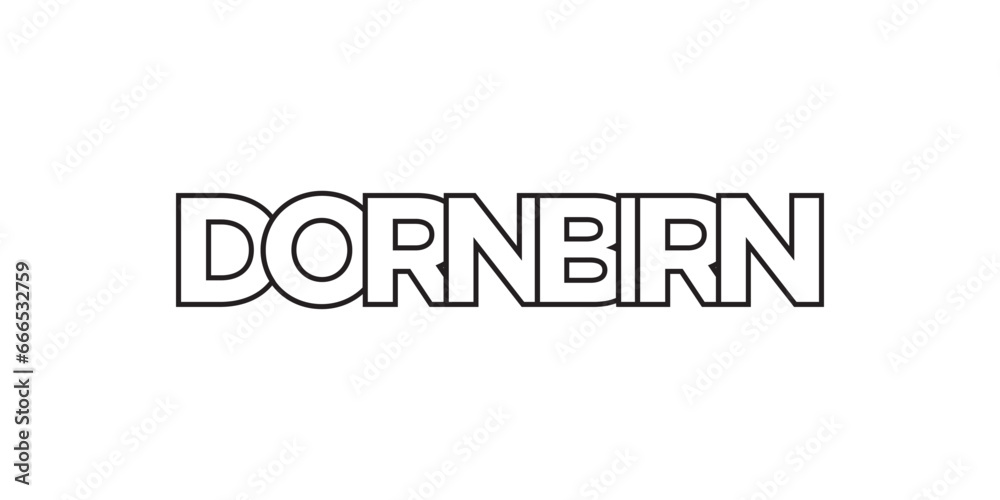 Dornbirn in the Austria emblem. The design features a geometric style, vector illustration with bold typography in a modern font. The graphic slogan lettering. Dornbirn in the Austria emblem. The design features a geometric style, vector illustration with bold typography in a modern font. The graphic slogan lettering.