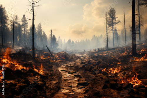Wallpaper Mural Burning forest, fire and smoke, natural disaster Torontodigital.ca