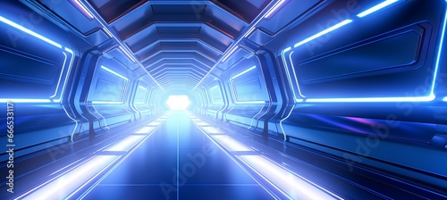 A corridor in a technological room or a spaceship.