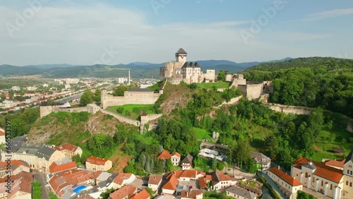 Aerial view of the Trencin castle in Slovakia photo