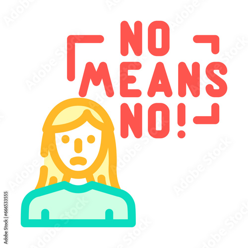 no means no feminism woman color icon vector. no means no feminism woman sign. isolated symbol illustration