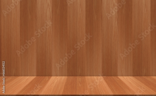 Studio Background,Brown Wood Wall Texture with Floor Panel,Backdrop banner Empty Display Podium room washed wooden for Autumn, Winter cosmetics product present © Anchalee