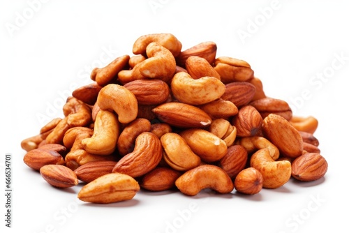Roasted nuts arranged separately shelled with clipping path for packaging