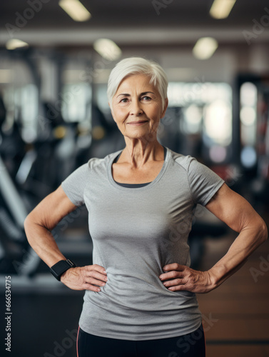 Elderly women exercise at the gym