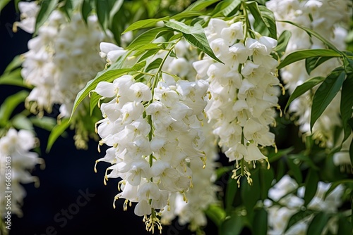 Spring close up of Pieris japonica Bonfire flowers pure white photo