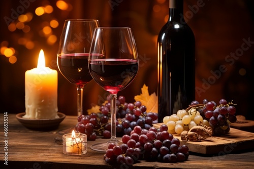 Experience the allure of a fine Merlot wine in a serene candlelit setting