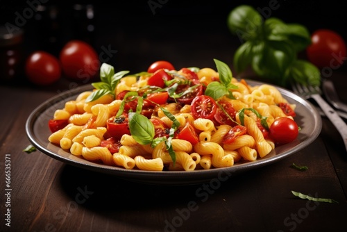 Tomato and basil macaroni photo
