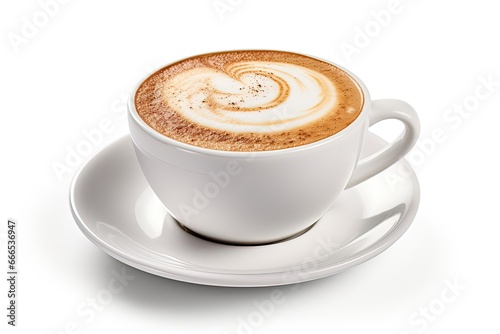 White cappuccino froth cup isolated on white backdrop