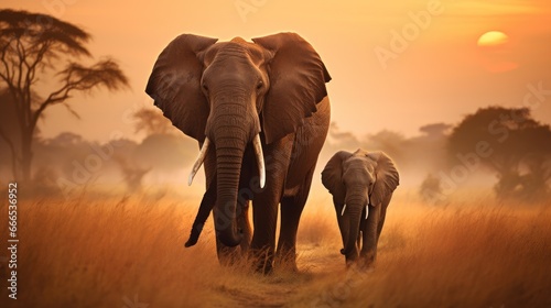 Elephants in Africa. Safari, highly detailed