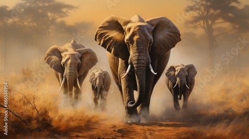 Elephants in Africa. Safari, highly detailed