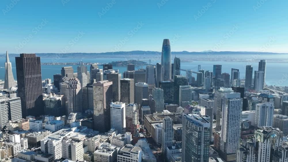 Financial District At San Francisco In California United States. Megalopolis Downtown Cityscape. Business Travel. Financial District At San Francisco In California United States. 
