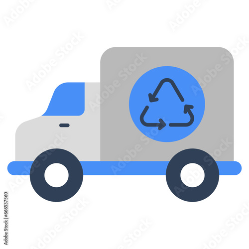 A flat design icon of eco truck
