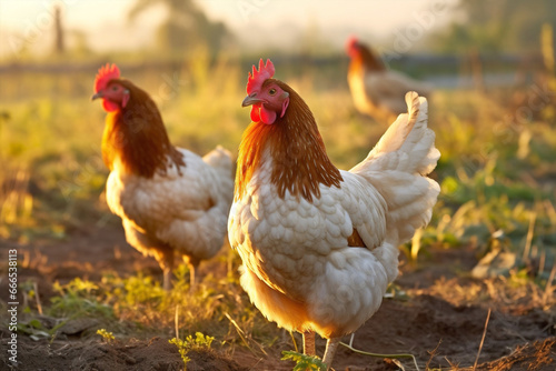 Hen poultry agriculture pasture bird chickens rooster nature animal farming
