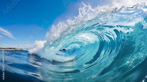 blue ocean wave on beach background for web banner