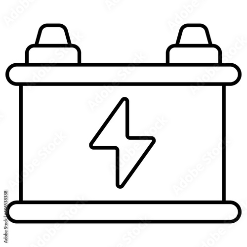Car battery icon in linear design