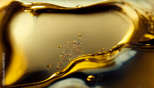 Olive or engine oil splash with waves luxury.