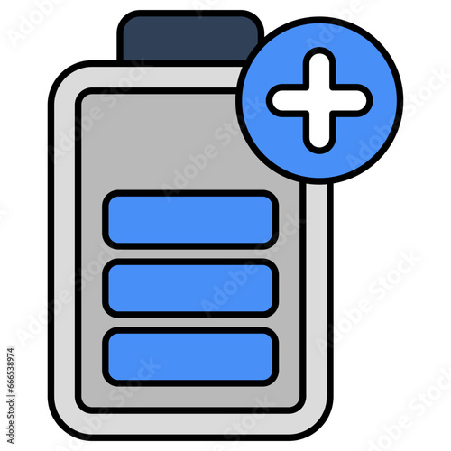 A glyph design icon of mobile battery
