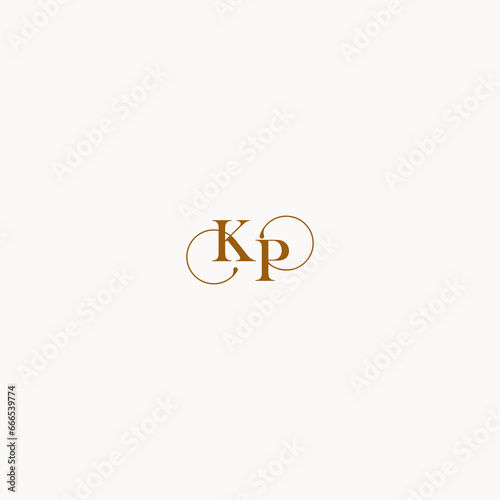 initial logo letter KP luxury design with elegant line concept