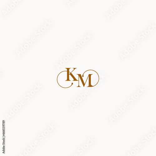 initial logo letter KM luxury design with elegant line concept