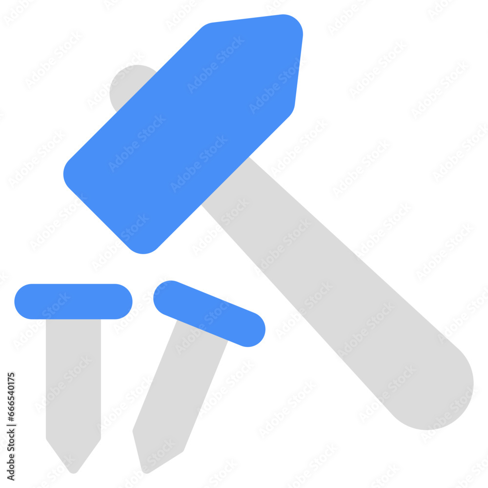 Conceptual flat design icon of fix iron nail Conceptual flat design icon of fix iron nail