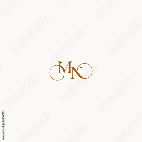 initial logo letter MN luxury design with elegant line concept