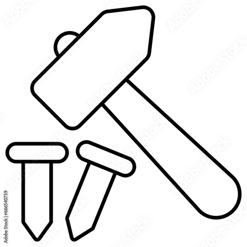 Conceptual linear design icon of fix iron nail  © Vectorslab