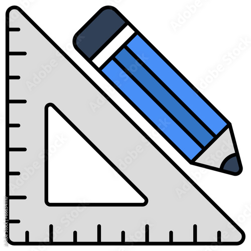 A flat design icon of protractor scale 