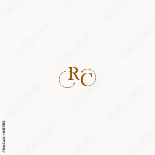 letter RC initial logo with elegant line concept luxury design