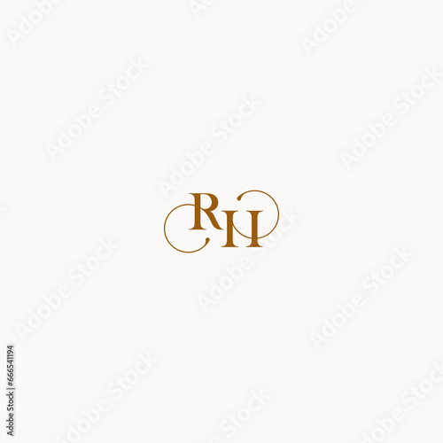 letter RH initial logo with elegant line concept luxury design