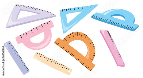 Cute flat cartoon ruler on white background. 