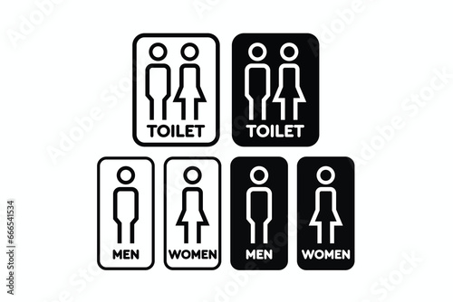 Toilet line icon set, WC sign, Vector graphics.