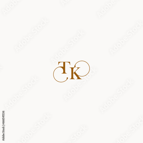 letter TK initial logo with elegant line concept luxury design