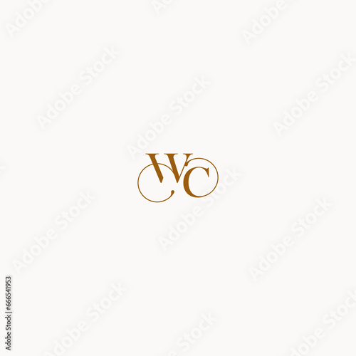 letter WC initial logo with elegant line concept luxury design