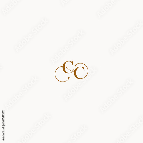 luxury design CC letter initial logo with elegant line concept