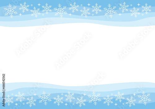 雪　フレーム  ウェーブ  結晶　水色
