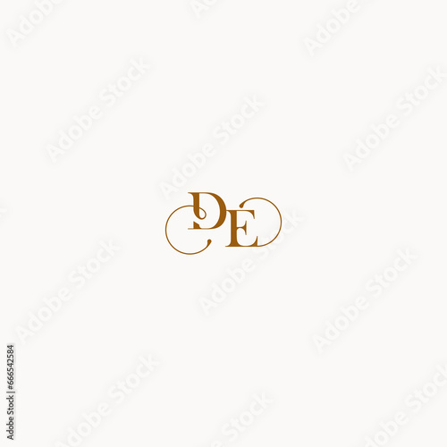 Cuadro en lienzo luxury design DE letter initial logo with elegant line concept