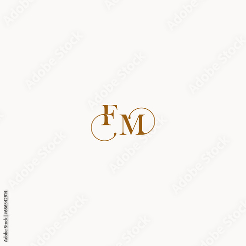 luxury design FM letter initial logo with elegant line concept